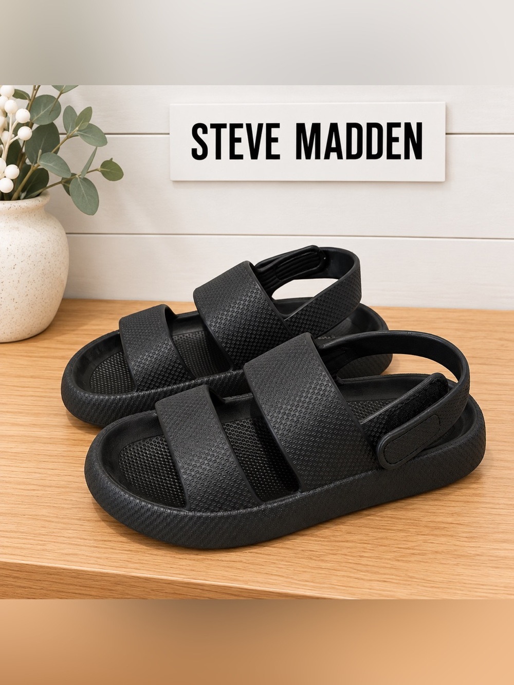 Steve Madden Black Platform Sport Sandals – Size 38–39